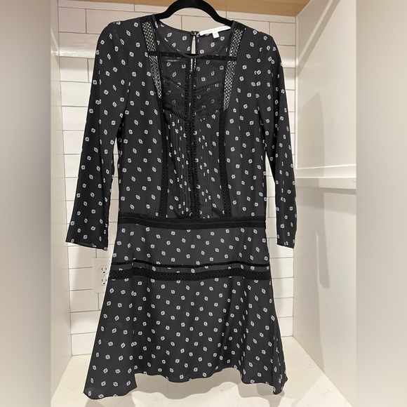 Veronica Beard Jasmine Silk Boho Dress. Lace and Macrame insets. EUC! - Picture 6 of 16